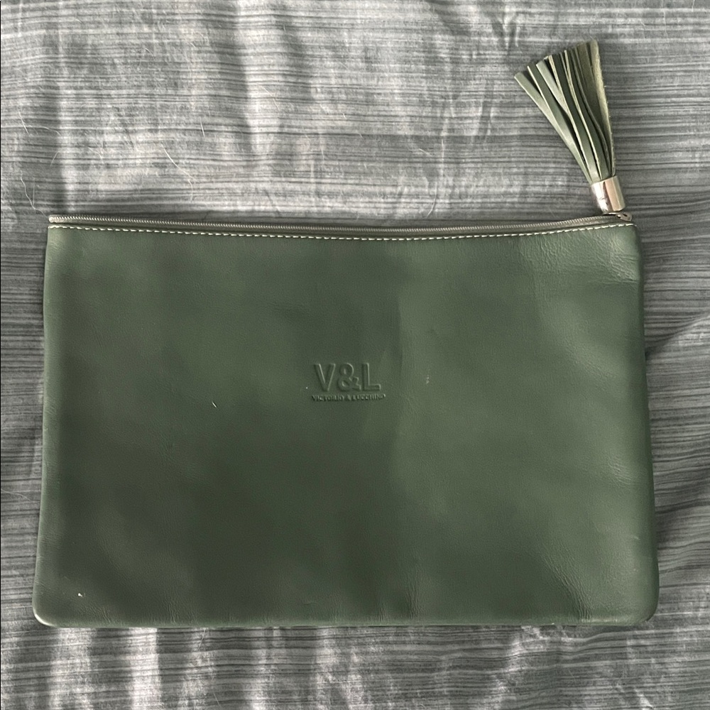 V&L Green Leather Clutch